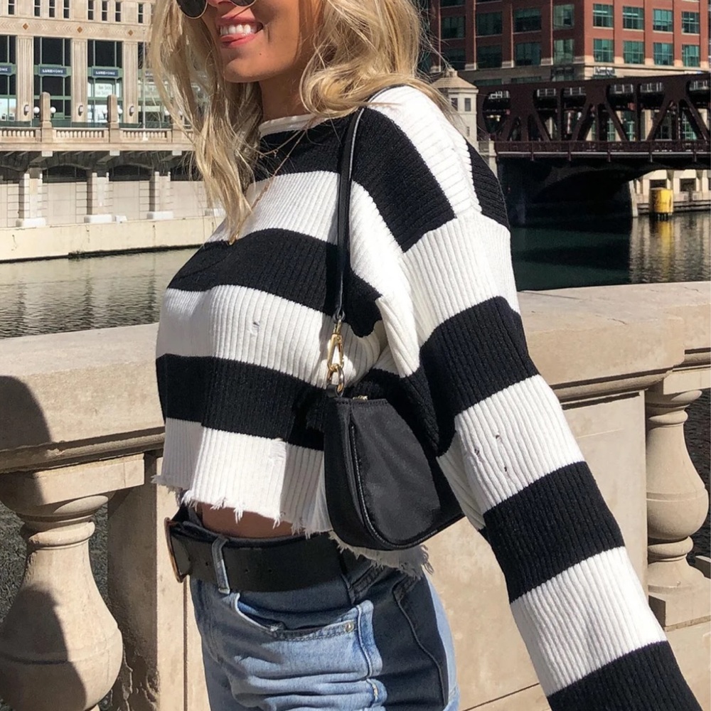 Princess Polly White/Black Sweatshirt